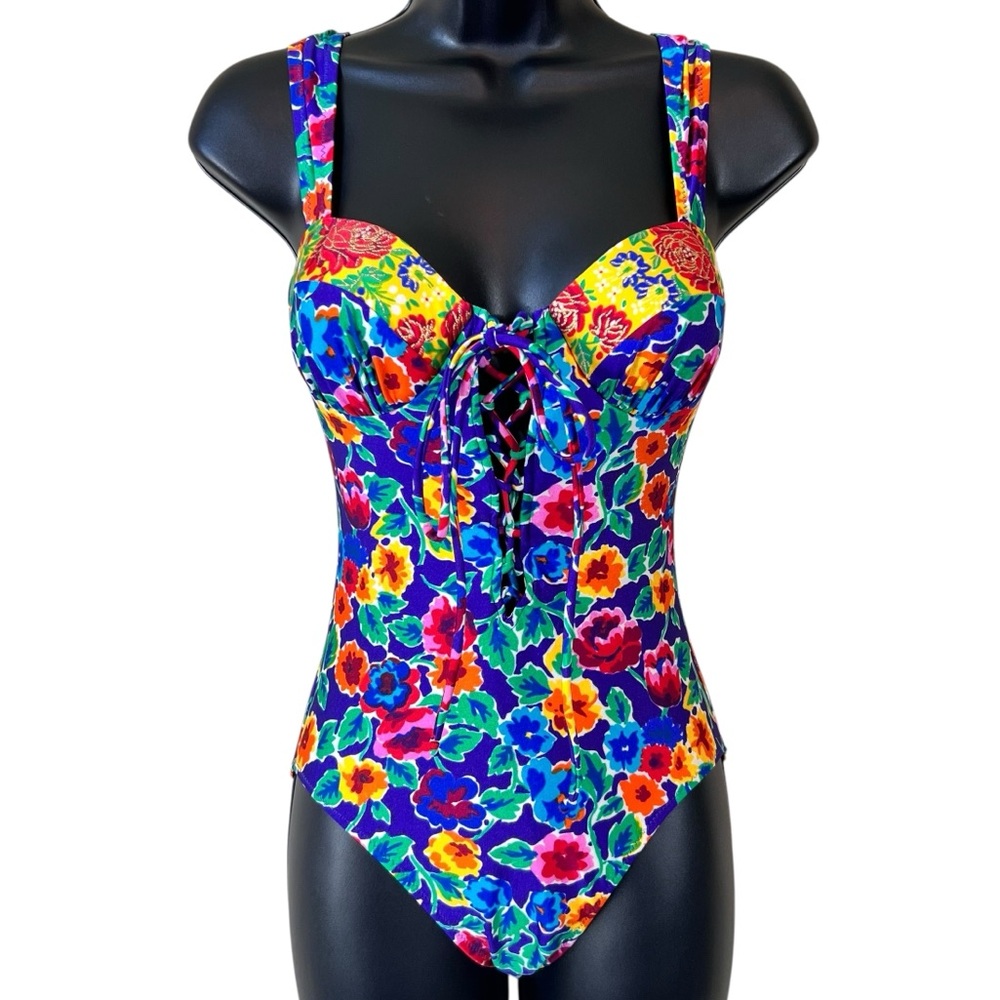 Gottex Sak’s Fifth Avenue Floral Corset Underwire Couture Designer Swimsuit